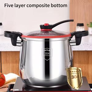 TEMU 다기능 스테인리스 스틸 스튜 냄비 - 대용량, 논스틱, 빠른 밀폐 & 방열 기능, 인덕션 및 가스레인지 호환 가능, 식기세척기 사용 안전, 식품 등급 일체형 디자인, 수프·죽·찜 요리용 주방 조리기구, 세련된 주방 용품, 견고한 조리기구, 바쁜 요리사들을 위한