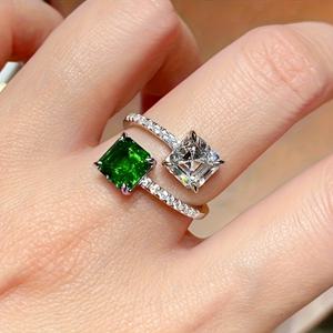 TEMU READKISS 여성용 K 큐빅 합성 지르코니아 오픈 링 - 조절 가능한 스퀘어 11월 탄생석 주얼리, 우아한 웨딩/프로미스 키퍼 발렌타인데이 선물, 데일리 웨어 & 특별한 날|탄생석