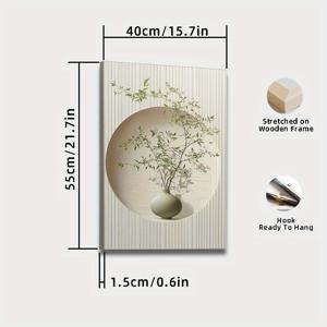 TEMU 1pc 프레임 모던 추상 화분 및 식물 캔버스 아트 프린트 - 침실, 욕실, 사무실용 우아한 미니멀한 장식 - 나무 프레임이 있는 고급 포스터, 다양한 크기 제공, 사무실 벽화 | 추상 식물 아트 | 나무 프레임, 캔버스 벽화