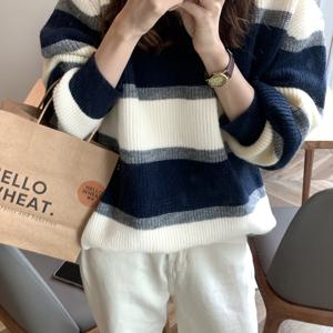 TEMU 여성용 편안한 가디건 - 두꺼운 컬러 블록 디자인, 네이비 & 화이트 , 긴 소매, 루즈핏, 가을/겨울에 완벽, 캐주얼 스타일, 캐주얼 겨울복 | 편안한 핏 가디건 | 건축, 스웨터 가디건, 여성용 스웨터, 가을 스웨터