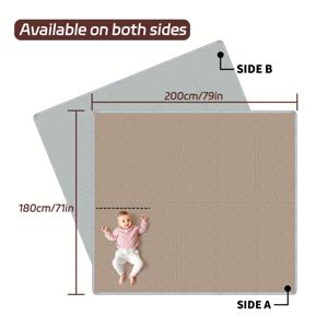 TEMU 접이식 여행용 놀이 매트 - 귀여운 곰 디자인의 양면 방수 및 미끄럼 방지 크롤링 매트, 캠핑, 해변, 피크닉에 적합한 가벼운 컴팩트한 디자인, 쉽게 굴러서 이동할 수 있는 야외 활동 매트, 휴대용 놀이 표면, 내구성 있는 가족용 장비
