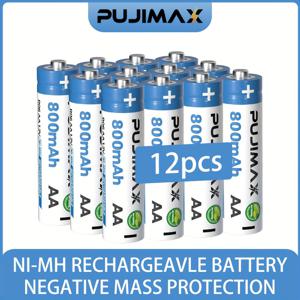 TEMU PUJIMAX AA/AAA 니켈수소 충전식 배터리 고용량 800mAh/300mAh, 무선폰, 게이밍 마우스, RC 자동차, 보조배터리용 - 저자체방전, AA/AAA 기기 호환 가능, 팬 작동 배터리, 브랜드 표시