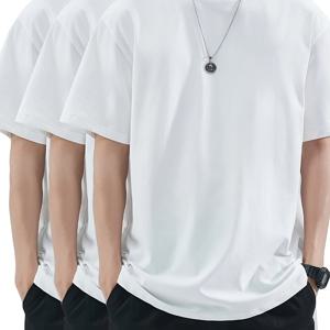 TEMU 3개 세트 남성 캐주얼 반팔 티셔츠 - 통기성 폴리에스터, 레귤러 핏 라운드넥, 솔리드 화이트, 기계세탁 가능 여름 티셔츠, 편안한 착용감, 스타일, 베이직 워드로브 필수품, 클래식 티셔츠, 가벼운 소재, 멀티팩 셔츠, 다용도 의류|남자반팔티|반팔티|반팔티셔츠