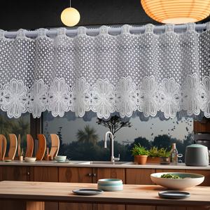 TEMU 1패널 자수 커튼 - 플로럴 레이스 디자인 100% 폴리에스터 세미시어 로드 포켓 창문 커튼, 거실/주방/침실용, 기계세탁 가능 빛 차단 홈 데코, 정교한 자수 반투명 원단