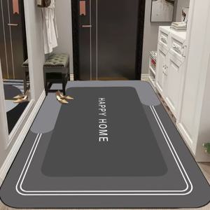 TEMU 1팩 대형 초흡수 주방 매트 - 미끄럼 방지 빠른 건조 럭셔리 소프트 100% 폴리에스터 욕실, 세탁실, 현관용 직사각형 바닥매트, 손세척 가능, 현대적인 패턴, 효율적 수분 흡수, 홈 데코