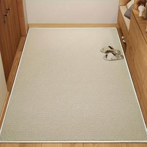 TEMU 1pc 두꺼운 미끄럼 방지 후후 드림 위브 매트, 마당, 피크닉 매트, 발코니, 파티오 매트, 내마모성 및 기계 세척 가능한 천연 밀크 화이트 헵 안티 롤 엣지 휴대용 접이식|발매트