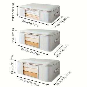 TEMU 3가지 사이즈의 튼튼한 침대 밑 수납함 (창문 & 강화 손잡이 포함) - 공간 절약형 수직 정리함 (지퍼 잠금), 옷, 시즌 장식용 다용도 패브릭 수납함 - 침대 밑, 옷장, 기숙사, 가정 정리용 - 클래식 디자인, 수납바구니, 이불보관, 수납정리함, 이불압축보관가방, 대형수납, 침대밑 수납 정리함