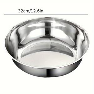 TEMU 1/2개 대형 고강도 스테인리스 스틸 혼합 대야 - 410 등급 쉬운 세척 반죽 그릇, 가정 및 식당용 냄비 유사 디자인, 채소 및 고기 세척에 이상적, 밀가루 섞기용 그릇