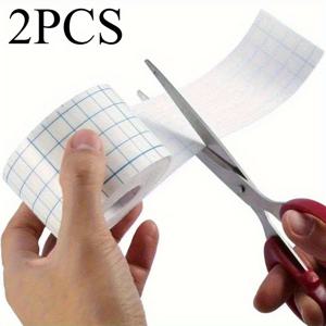 TEMU 2pcs 자체 컷 통기성 비직물 막대 테이프 - 접착 바탕이 있는 스피날스 클로스, 신장 및 발 패치용 유연하고 편안함, 격자 패턴으로 쉽게 적용할 수 있는 모양, 편안한 속옷, 실용적인 디자인, 유연한 막대