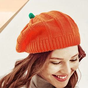 TEMU 여성용 호박 베레모 모자 - 가을 겨울 비니, 신축성 좋은 편안한 핏, 할로윈 크리스마스 파티용 경량 보온, 추수감사절 여성 액세서리 선물