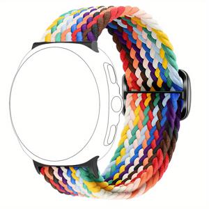 TEMU 8용 스트레치 나일론 밴드 40mm & 44mm - 탈부착 없는 스포트 밴드, 컬러풀 웨빙 디자인, 남녀 공용 조절 가능 핏, 내구성과 편안함의 액티브 웨어, 스마트워치 액세서리, 유연한 손목 밴드