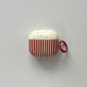 TEMU 스타일리시 레드 도트 패턴 보호 케이스, for AirPods 1, 2, 3, 4 Pro용 레드 링 포함 - 경량 플라스틱, 디자인, 안전한 보관|스타일리시 이어폰 케이스|내구성 있는 플라스틱 케이스