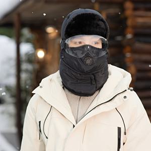 TEMU 1개/2개 겨울용 플리스 안감 스키 모자 & 고글 세트 - 탈착식 안경 기능, 및 방한 기능, 남녀공용 인체공학적 핏 - 스키, 스노보드, 사이클링에 이상적인 멀티툽 페이스 마스크 (그레이/화이트) - 크리스마스 선물 아웃도어 스포츠 액세서리