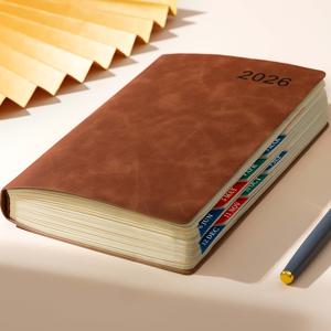 TEMU BRAVE ELK 2026 자기관리 캘린더 & 플래너 - 380페이지 일일 시간 관리 로그북, 인공 가죽 커버, 목표 설정 오거나이저, 영어판 (2026년 1월~2027년 12월)