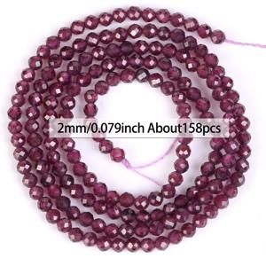 TEMU ASVRAI U 2/3mm AAA 천연 가네트 면 처리된 비즈 - DIY 주얼리 만들기용 딥 버건디 소형 허리 비즈, 팔찌, 목걸이, 귀걸이 - 정교한 컷 디자인의 수제 공예 재료, 보석 제작용 비즈, 우아한 비즈 디자인, 고품질 비즈