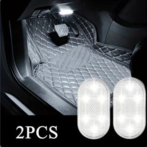 TEMU 2개 세트 USB LED 라이트 바 - 자석 센서 내장, 차량 천장/책상/캐비닛/침대 옆용 플레이 나이트 라이트 - 멀티 컬러 (화이트/핑크/블루) USB 충전식 컴팩트 자석 스트립 램프