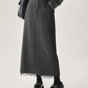 TEMU 레이스 패널 & A라인 실루엣이 있는 여성용 우아한 미디 드레스 - 구조화된 하운드투스 스커트 (신축성 없음) - 사무실에서 반정장까지 사계절 내내 다용도로 착용 가능 - 결혼식 및 비즈니스 이벤트용 다크 그레이/블랙 드레스 (세탁기 사용 가능)