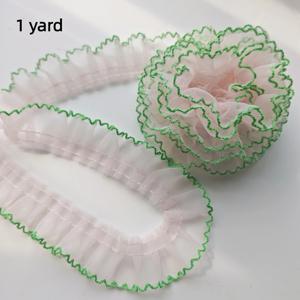 TEMU 1야드(1 미터 등가) 와이드 러플 트림 레이스 리본 - 더블 레이어 러플 엣지와 스캘럽 헴, DIY 드레스, 스커트, 블라우스용 - 하늘색, 핑크, 라벤더, 민트 그린, 퍼플, 연노랑 소프트 패브릭
