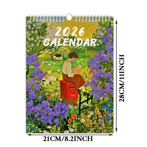 TEMU 2026 영감 정원 & 플로럴 월간 벽걸이 달력 - 12개월 영어 플래너 (귀여운 rt, 빨간 전화 부스 & 벚꽃) - 홈/오피스 데코, 휴일 선물 (2026년 1월 - 2026년 12월) - 날짜 표기