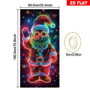 TEMU 2D 평면, 1개 UV 활성화 야광 크리스마스 도어 배너 - 형광 & 순록/선물 패턴, UV 반응 장식 /야외 크리스마스 파티, 새해 전야 도어 커버, 2D 평면