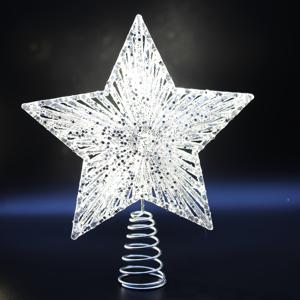 TEMU 1개 26cm/10ft 호환 스파클링 아크릴/메탈 트리 탑퍼 스타, 3D 반짝이는 레이어, 나선형 줄기 & 투명 원뿔형 - 웨딩, 크리스마스, 새해 트리 장식, 우아한 파티 센터피스 (플라스틱/메탈)