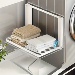 TEMU 1개 자석 다기능 수납 랙 - 냉장고/세탁기/욕실용 튼튼한 탄소강 공간 절약형 정리함, 조립 불필요, 세탁 및 RV 싱크대 영역용 접이식 수건 홀더 - 블랙/화이트, 수직 수납 선반