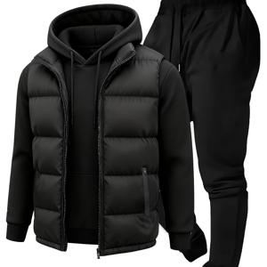 TEMU 남성용 캐주얼 세트 - 캐릭터 후드집업 & 스포츠 조거팬츠 세트