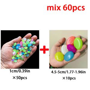 TEMU 60개 초대형 야광 스톤 - 네온 그린, 블루, 핑크, 퍼플, 옐로우, 오렌지, 레드, 화이트, 블랙, 브라운, 베이지, 그레이 색상의 야광 정원 장식 - 실내/외, 수족관, 조경용 방수 및 무독성 레진