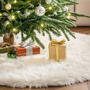 TEMU 1개 플러시 크리스마스 트리 스커트 - 부드러운 폴리에스터, 녹색, 검은색, 흰색, 빨간색, 전기 불필요, 실내 홈 데코, 파티 장식, 크리스마스 트리 스커트, 크리스마스에 최고, 부드러운 폴리에스터 스커트, 폴리에스터 스커트