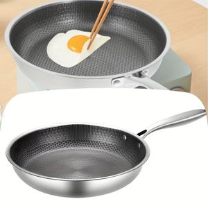 TEMU 24cm 스테인리스 스틸 벌집형 논스틱 프라이팬, 양면 벌집 디자인, 계란, 스테이크, 볶음요리에 적합, 가정 및 레스토랑 주방 가스레인지용, 크리스마스 선물