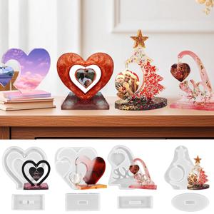 TEMU 에폭시 레진용 실리콘 레진 몰드 4개 세트 - 하트 모양, 사랑 편지 & 크리스마스 트리 디자인, 미술 공예용 액자 캐스팅 몰드, 테이블 장식, 홈 데코, 공예 용품, 레진 실리콘 몰드, 몰드 실리콘, 몰드 레진, 캔들 몰드, 레진 부자재, 네일몰드