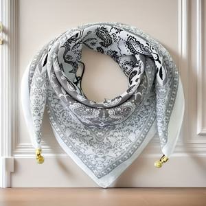 TEMU 여성용 자석 버클 페이즐리 스카프 숄 - 베이지 & 변신 목도리 & 헤어밴드, 부드럽고 가벼운 폴리에스터 사계절 숄, 웨딩, 파티, 여행용 - 우아한 유럽 스타일 손세탁 가능한 액세서리