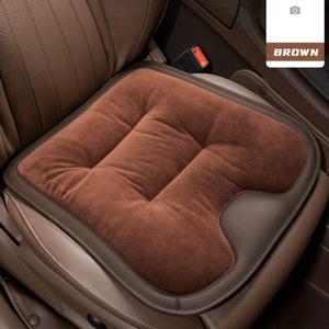 TEMU 자동차 시트 쿠션 - 사계절용 플러시 소프트 웜 브라운 휴대용 & 탈착식 커버, 두꺼운 겨울용 무게절감 디자인, 운전자/승객용 미끄럼방지 등받이, 대부분의 차량, SUV, 트럭에 적합 (쉬운 세척)
