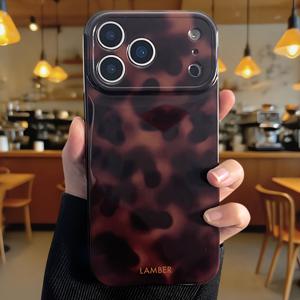 TEMU 레트로 앰버 프린트 보호 휴대폰 케이스, 아이폰 17 프로맥스 17 프로 17 16 15 14 13 12 프로 맥스 11 호환, 겨울 그라데이션 브라운 충격 방지 커버 쉘, 기기 커버,빈티지 미학,레트로 디자인,내구성 있는 케이스,보호 슬리브,트렌드 팔로워,기술 애호가|아이폰케이스