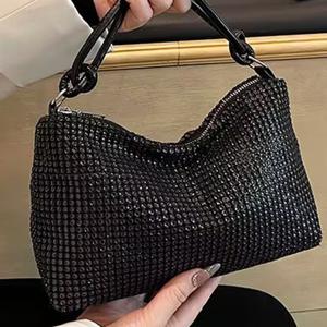 TEMU 여성용 럭셔리 느낌의 이브닝 백 - 헤비듀티 나일론 크로스바디 퍼스, 스택 장식, 더블 스트랩 (블랙/), 지퍼 클로저 - 파티, 웨딩, 데일리 사용에 이상적 - 선물 추천 - 베이어들이 흔히 부르는 이름