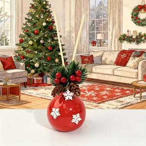 TEMU 크리스마스 향기 디퓨저 세트 - 플레그리스 플러그인 프리 향기 시스템, 리필 가능한 화병, 홈, 트리 & 포투리 장식 (왁스 없음, 반려동물 친화적) - 에센셜 오일 & 리드 디퓨저 호환