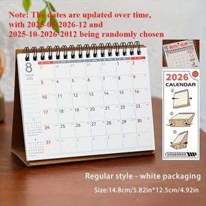 TEMU 2026 신제품 심플 더블 코일 플립 데스크 캘린더 데스크탑 장식 오피스 플래너 메모패드 캘린더 2025-2026 플래너