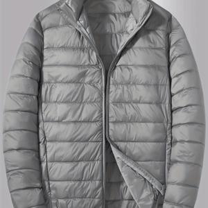 TEMU 겨울용 따뜻한 오리털 재킷 - 가벼운 방한 코트, 스탠드 칼라 & 포켓, 출퇴근, 여행, 일상복으로 손세탁 가능 (단색) - 오리털 겨울 재킷