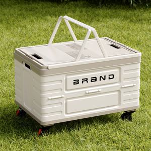 TEMU 대용량 접이식 야외 수납함 캠핑 필수품 정리함 360° 회전바퀴 & 손잡이 포함-내구성 플라스틱 캠핑용 휴대용 상자,공간 절약형 디자인야외 수납 박스