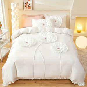 TEMU 1세트 침구, 1/2 베개커버, 내부 충전재 없음 - 민들레 로맨틱 단색 투/쓰리피스 이불 커버