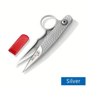 TEMU SHUYUSEWING 양손용 미니 휴대용 스테인리스 스틸 실 자르기용 날과 안전 커버가 있는, 자수 실 헤드 커팅 소형 가위, 실버 그레이