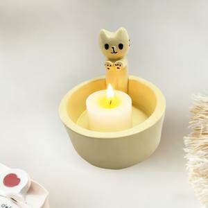 TEMU 매력적인 고양이 모양 캔들 홀더 - 홈 & 카페 장식에 완벽, 욕실, 테이블탑, 식당용. 이상적인 아로마테라피 왁스 스탠드, 세라믹 고양이 캔들 홀더, 매혹적인 테이블탑 , 가정, 카페 또는 욕실을 위한 향기로운 액세서리 – 분위기를 한층 더해주는 선물, 아버지의 날이나 생일 선물 추천