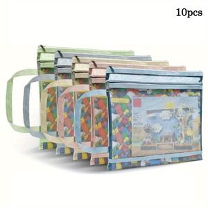 TEMU 2중 메쉬 지퍼 파우치 5개/10개 팩 - 2중 나일론/폴리에스터 보관백, 통기성 투명 지퍼 정리함, 메쉬 내부 학용품, 여행, 공예, 파티 선물용 (소형부터 대형까지) - 내구성 강함|파우치