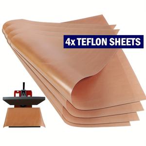 TEMU 4팩 (4개) 비스틱 재사용 가능 PTFE 테플론 시트 - 고온 내성 서브리메이션 전사용 시트, 히트프레스 트레이 호환, 테플론 코팅 (경제적)