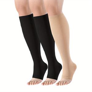 TEMU 3쌍/세트 통기성 땀 흡수 미끄럼 방지 압박 무릎 높이 피프토 양말, 발가락 없는 압박 양말 플러스 사이즈, 여성용 부기 압박 양말, 무릎 양말, 엑스트라 라지 압박 양말, 남성용 플러스 사이즈 압박 양말, 운동용 양말,활동적인 라이프스타일,통기성 디자인,원활한 편안함,부드러운 질감,수분 흡수 원단,미끄럼 방지 그립,피트니스 애호가,노인 돌봄