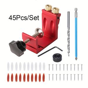 TEMU 45 개/대 포켓 구멍 지그 키트 15도 목공 경사 구멍 지그 드라이브 어댑터 목공 각도 드릴링 구멍, 각도 목공 로케이터 지그