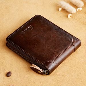 TEMU 다ンテ 남성용 정품 가죽 지갑 - RFID 차단, 빈티지 스타일 지퍼, 신용카드 & 신분증용 대용량, 블랙 탑 그레인 소가죽