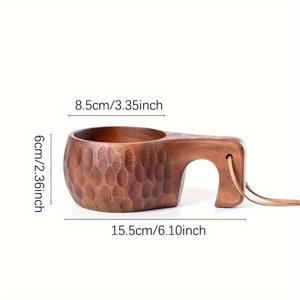 TEMU 손으로 만든 나무 커피 & 우유 컵 태슬 - 고품질, 재사용 가능한 음료용기와 휴대용 로프 손잡이 - 캠핑 및 일상 사용에 이상적 - 우아한 주방 액세서리