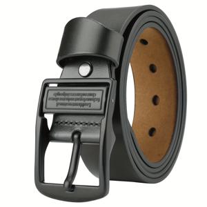TEMU 남성용 진짜 가죽 소가죽 벨트, 합금 회전 버클 벨트, 남성용 레트로 벨트