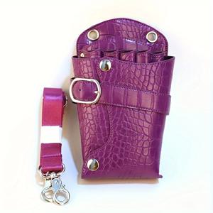 TEMU PU 악어 무늬 헤어드레싱 가위 보관 가방, 조절 가능한 허리 벨트, 스타일링 도구 및 액세서리용 내구성 있는 정리함, 안전한 가위 파우치 | 악어 질감 디자인 | 가방